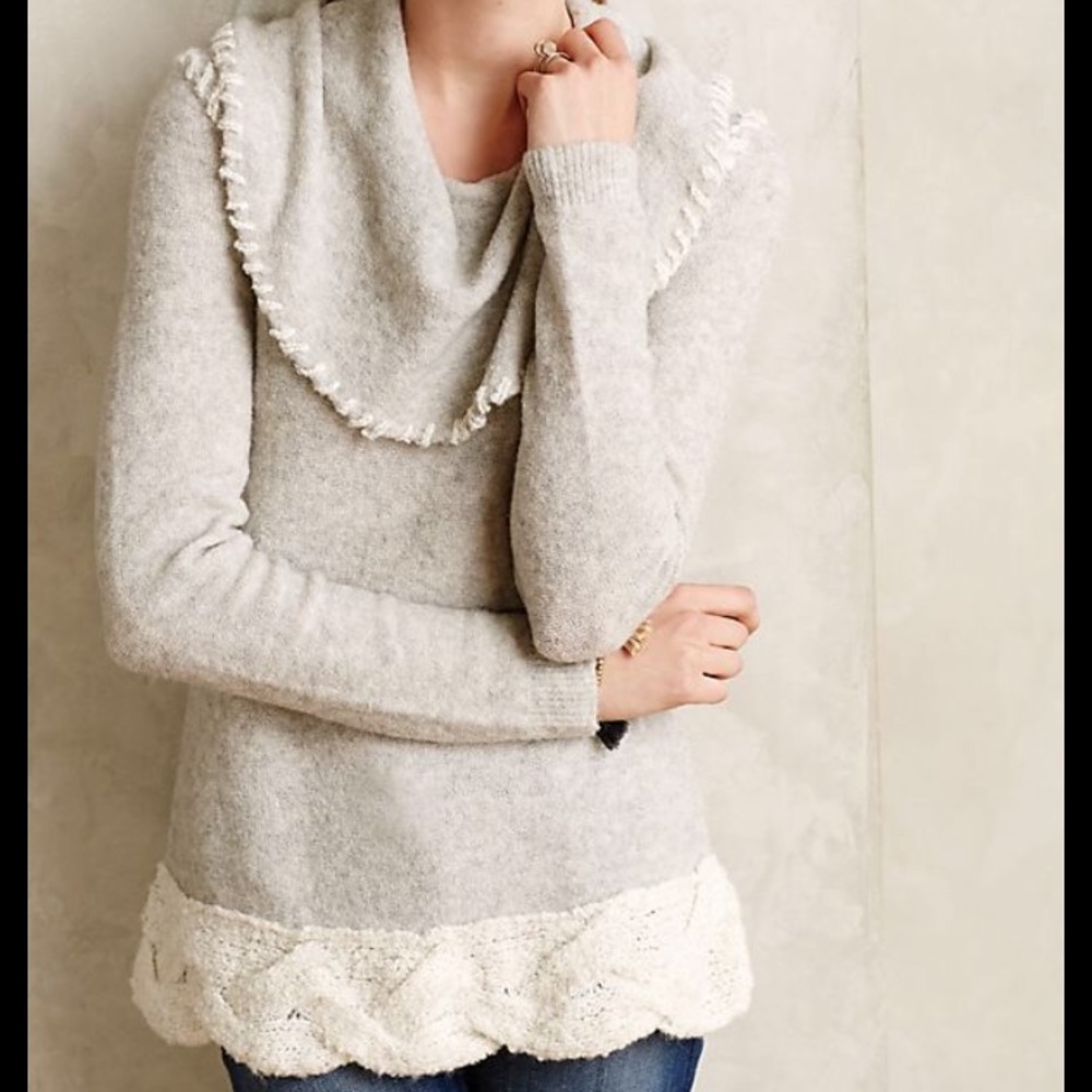 Anthropologie Whipstitched Boucle Sweater